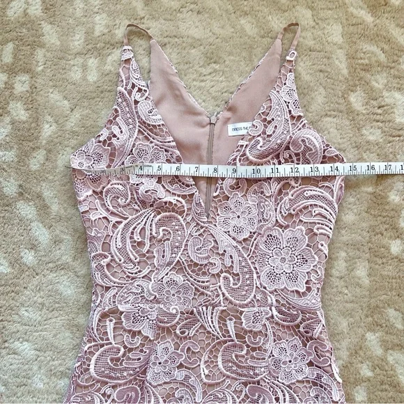 dress the population marie lace midi dress DRESS THE POPULATION 'MARIE' LACE MIDI ROSE SHEATH DRESS sz S